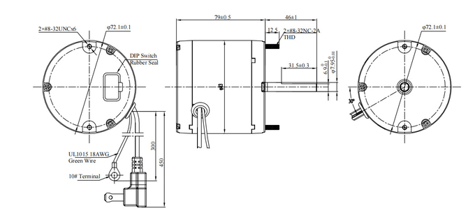 3.3 "EC Motor Sensorless Dòng khí không đổi 20VAC 230VAC 8