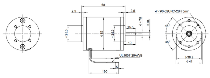 Dia 52mm Động cơ DC ô tô chải 15 - 100 Watts 0