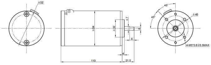 Động cơ DC chải mạnh Đường kính 64mm Chấp nhận Sản xuất tùy chỉnh 0